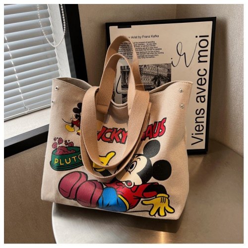 Canvas bag women's 2024 new Japanese large-capacity fashion shoulder bag college student class bag tote commuter bag