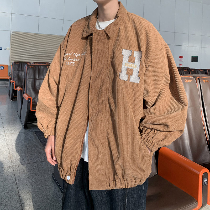 Autumn new style lapel corduroy jacket for men