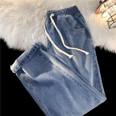 Hong Kong style new boys' jeans trendy high street drawstring pants