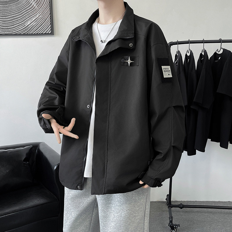 Spring new trendy brand lapel jacket men's trendy versatile loose workwear jacket