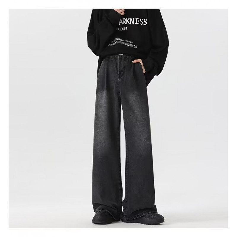 Jeans for men spring new style teenagers American fashion brand straight pants students loose handsome casual floor mopping pants