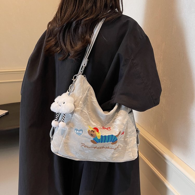 2024 New Autumn Large Capacity Commuting Tote Bag Cute Cartoon Dog Fashion Versatile Popular Niche Design Bag