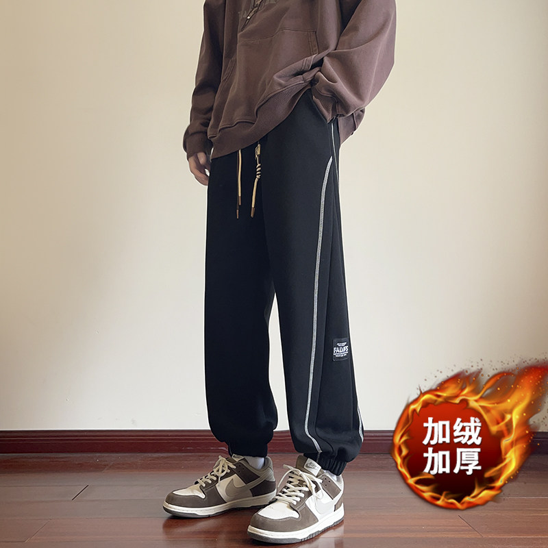 Winter new quality thickened and velvet warm sherpa casual pants
