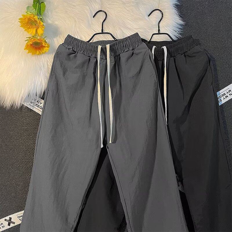 Men's summer and autumn thin wide-legged trendy trousers with quick-drying loose straight casual trousers