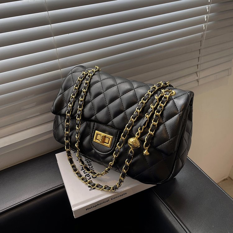Genuine leather chain bag for women 2024 new trendy brand fragrant grandma single shoulder ladies bag sheepskin small fragrant rhombus crossbody bag