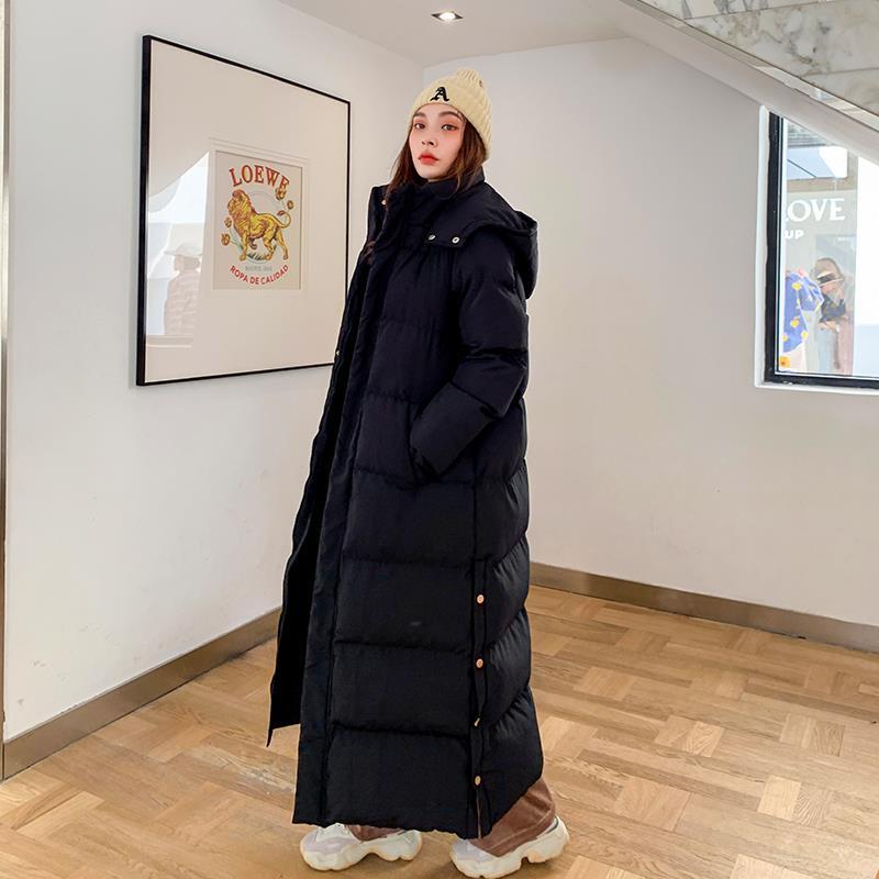 Cotton coat for women winter 2024 new Korean style loose long ankle-length cotton coat for women extra long over the knee thickened cotton coat