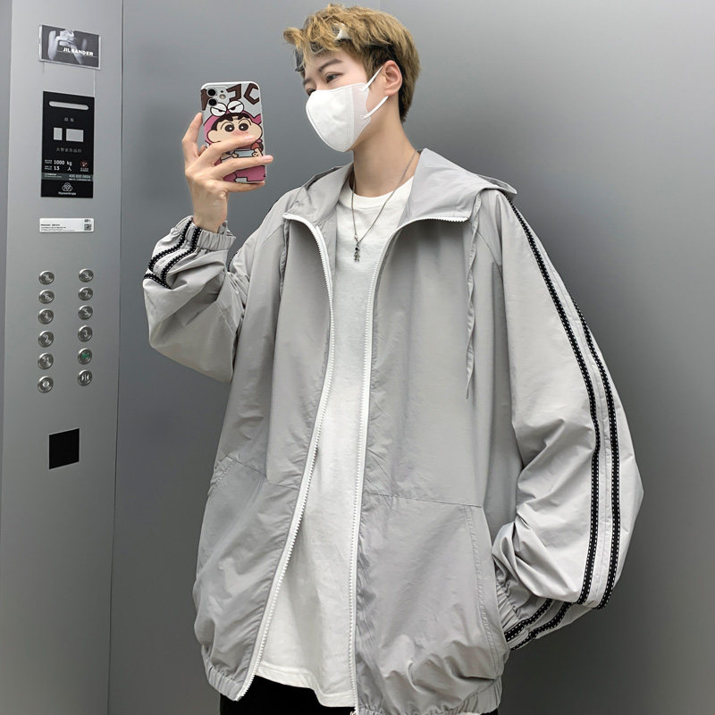 Summer hooded sun protection clothing for men, lightweight and breathable outdoor anti-UV fishing sun protection clothing J