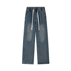 Autumn and winter washed denim trousers