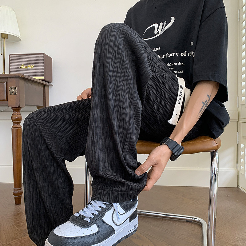 New Spring Style Interior Large Size Hong Kong Style High Elastic Floor-Mopping Ice Silk Pants