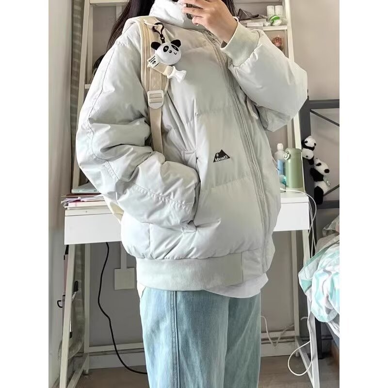 Japanese conventional thickened warm stand-up collar cotton clothing, neutral style, loose, simple, street long-sleeved, trendy, Harajuku, lazy
