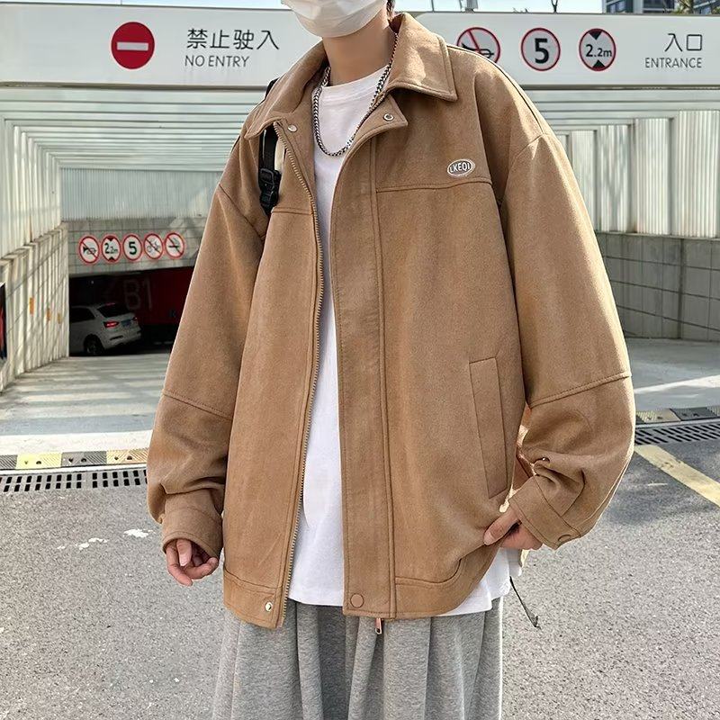 American suede jacket men's autumn and winter retro style clothing trendy high-end jacket
