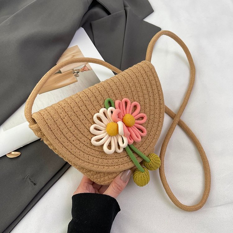 2024 New Exquisite Fashion Flower Woven Bag Women's Fashionable Versatile Mobile Phone Bag Textured Crossbody Bag Hand-held