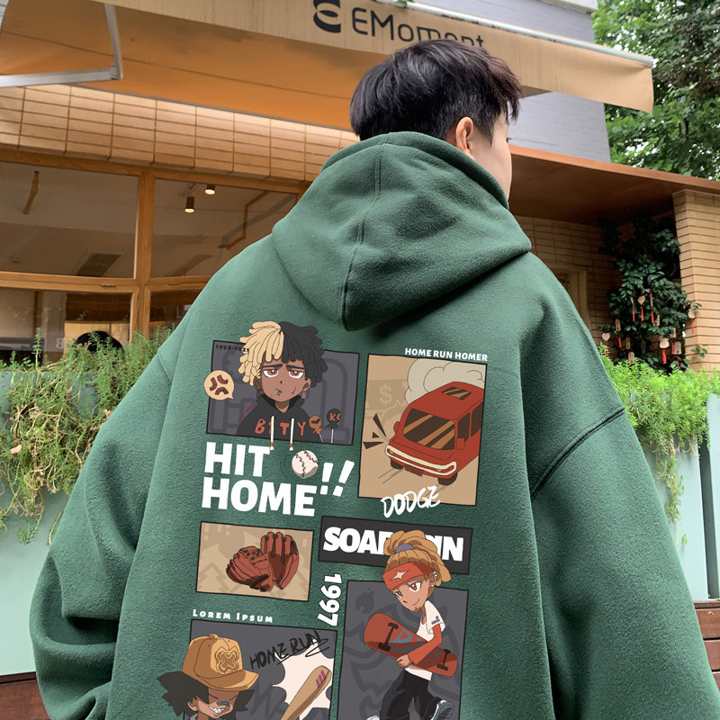 !  Men's hooded round neck sweatshirt Hong Kong style hoodie