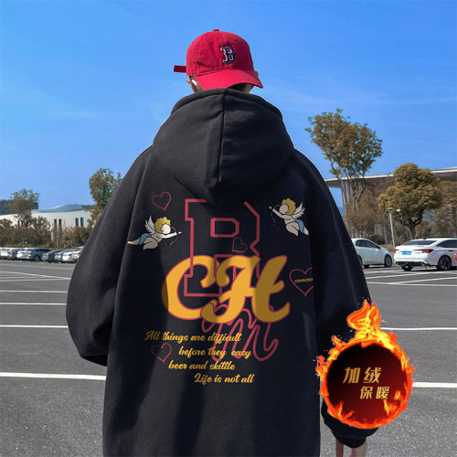 500g heavyweight autumn and winter American style velvet thickened sweatshirt jacket