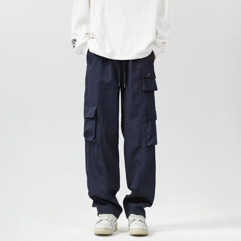 American functional parachute overalls men's spring and summer trendy brand summer style loose straight casual trousers