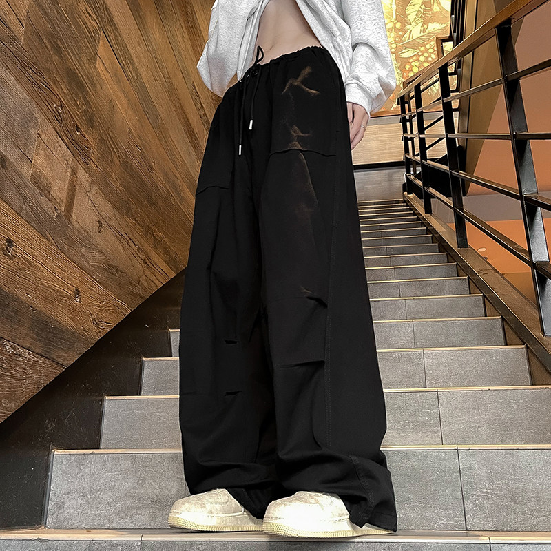 Autumn Japanese retro loose casual overalls men's trendy ins functional style wide-leg pants