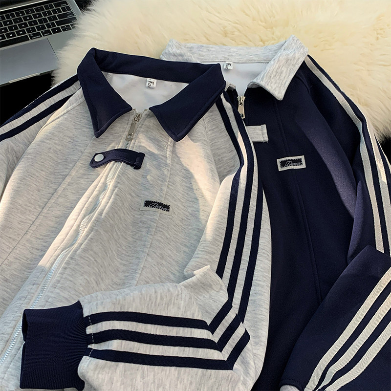 Men's sweatshirt cardigan Korean style trendy high street handsome versatile autumn and winter ins new jacket