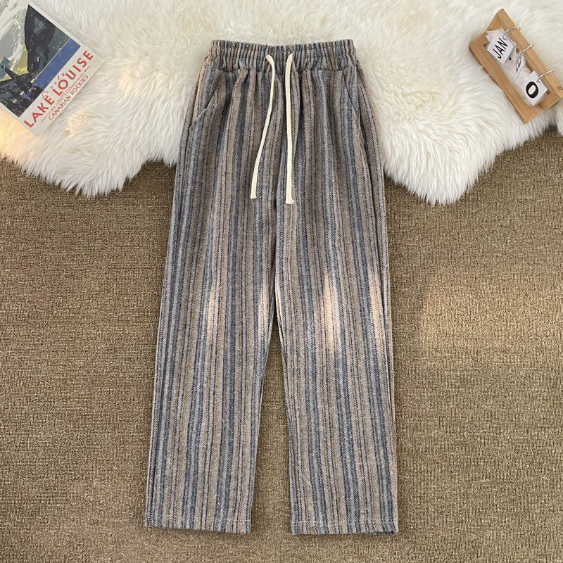 Loose and drapey casual pants for men in autumn and winter, extra large woolen style warm wide-leg trousers