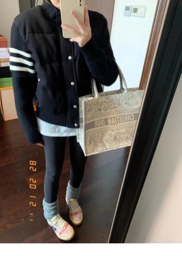 Korean college style design splicing knitted cotton jacket for men and women in autumn and winter, unique and chic stand-up collar, light cotton jacket