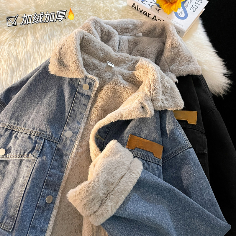New autumn and winter casual lapel plus velvet jacket for men