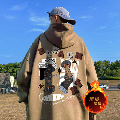 500g heavyweight autumn and winter American style velvet thickened sweatshirt jacket