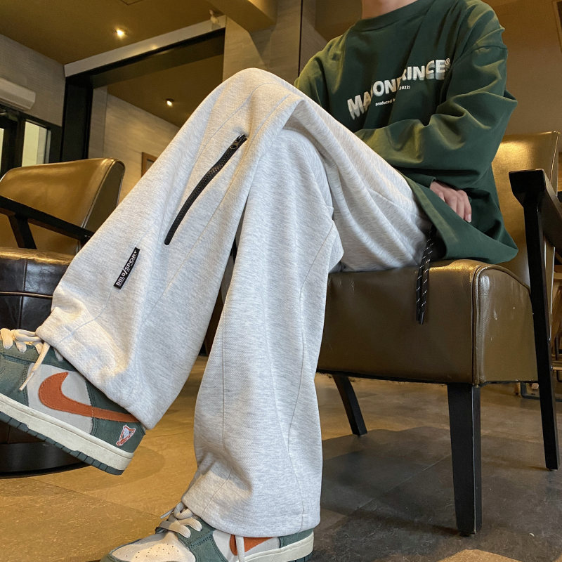 Spring Hong Kong style new simple zipper design loose casual sweatpants