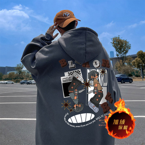 500g heavyweight autumn and winter American style velvet thickened sweatshirt jacket