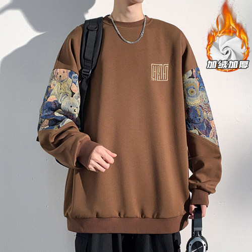 Plus velvet light and shadow wall large size true super velvet 180g sweatshirt