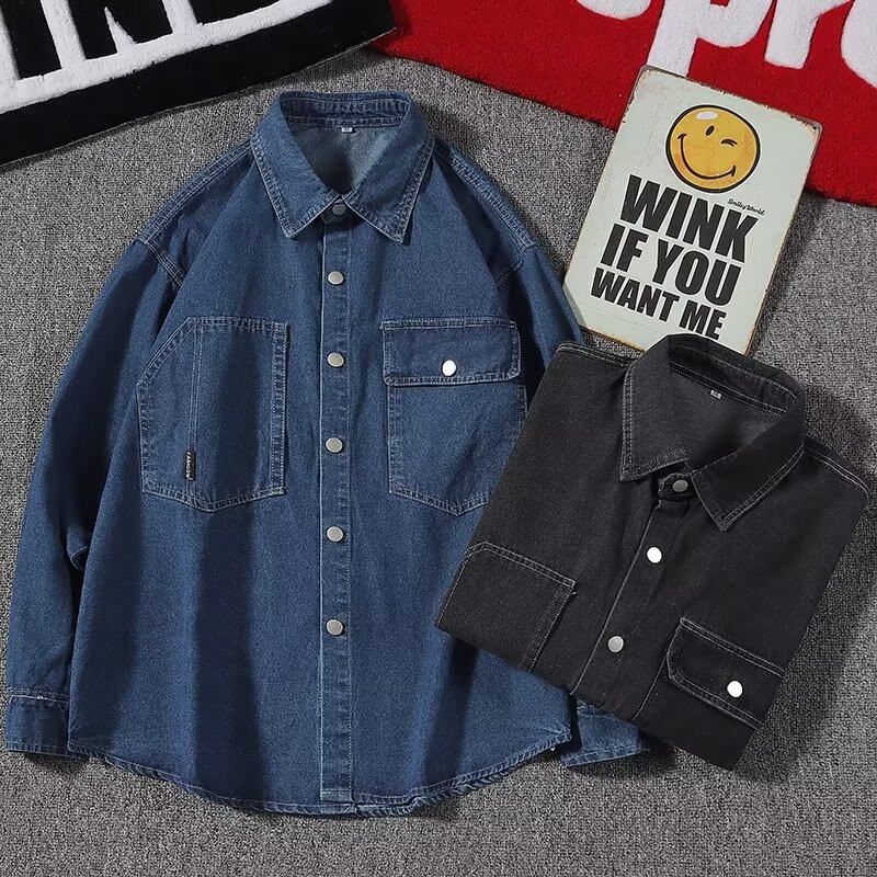 Quality denim shirt long-sleeved spring style comfortable loose casual shirt retro simple jacket men's fashion