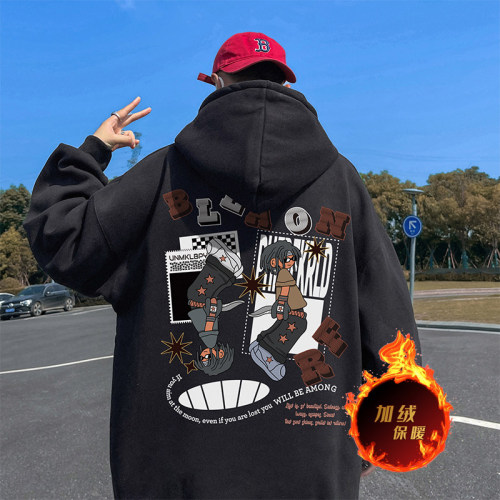 500g heavyweight autumn and winter American style velvet thickened sweatshirt jacket