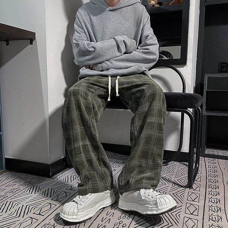 Corduroy pants men's spring casual pants Korean style trendy loose straight Hong Kong style pants new style