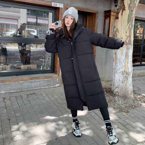 Chinese drama removable hooded long cotton coat 2024 winter new style loose thickened large size couple coat
