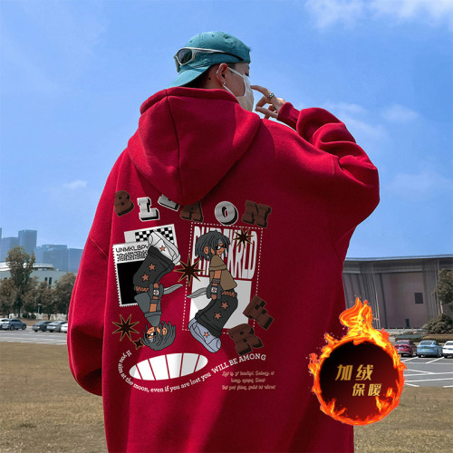 500g heavyweight autumn and winter American style velvet thickened sweatshirt jacket