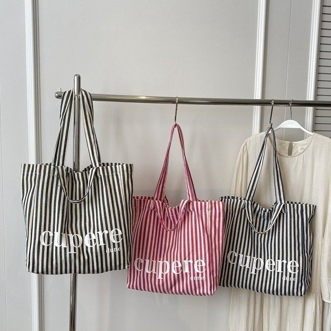 Lazy style new fashion large-capacity striped Korean version versatile letter tote shoulder bag casual printed canvas bag