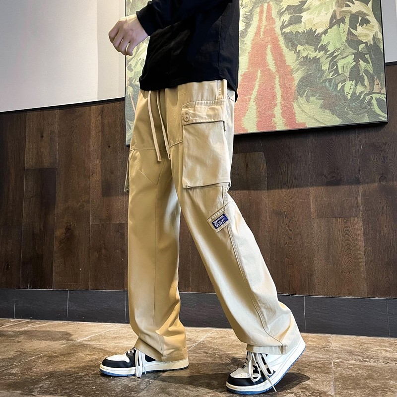Autumn thin trendy brand straight overalls men's Japanese high street multi-pocket casual sports pants