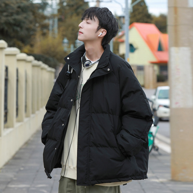 Black stand-up collar cotton coat men's new winter thickened warm loose versatile cotton jacket cotton coat