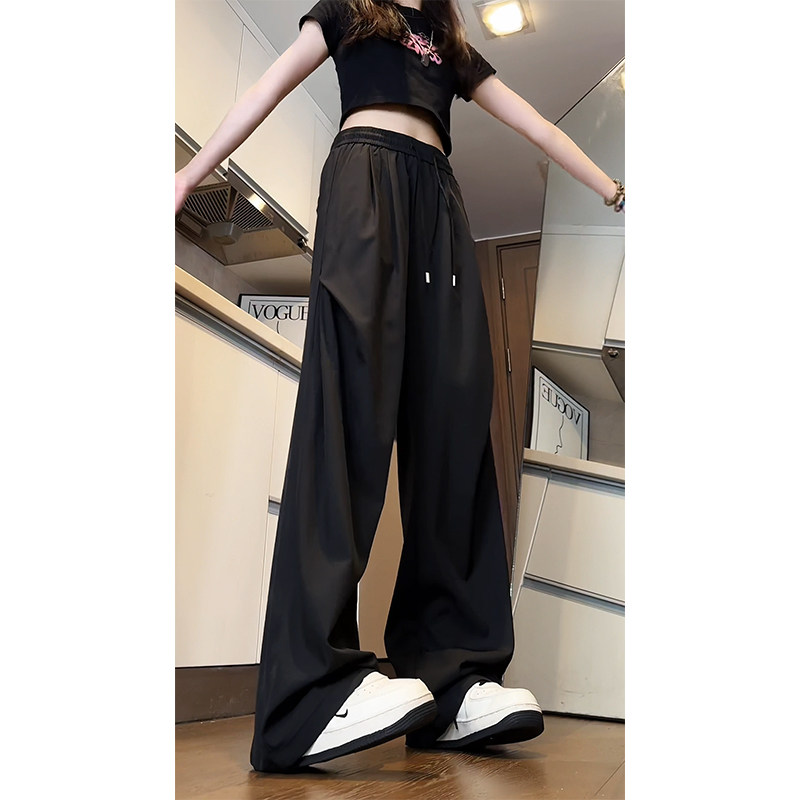 Large quantity supply video thin drapey ice silk trousers pleated straight Yamamoto trousers