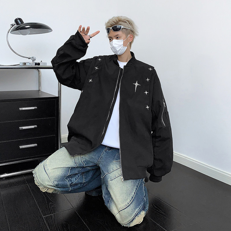 Handsome jacket men's ins high street fashion brand Hong Kong style Harajuku style Korean style trendy loose jacket