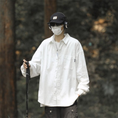 Spring and Autumn trendy brand versatile solid color loose casual long-sleeved shirt