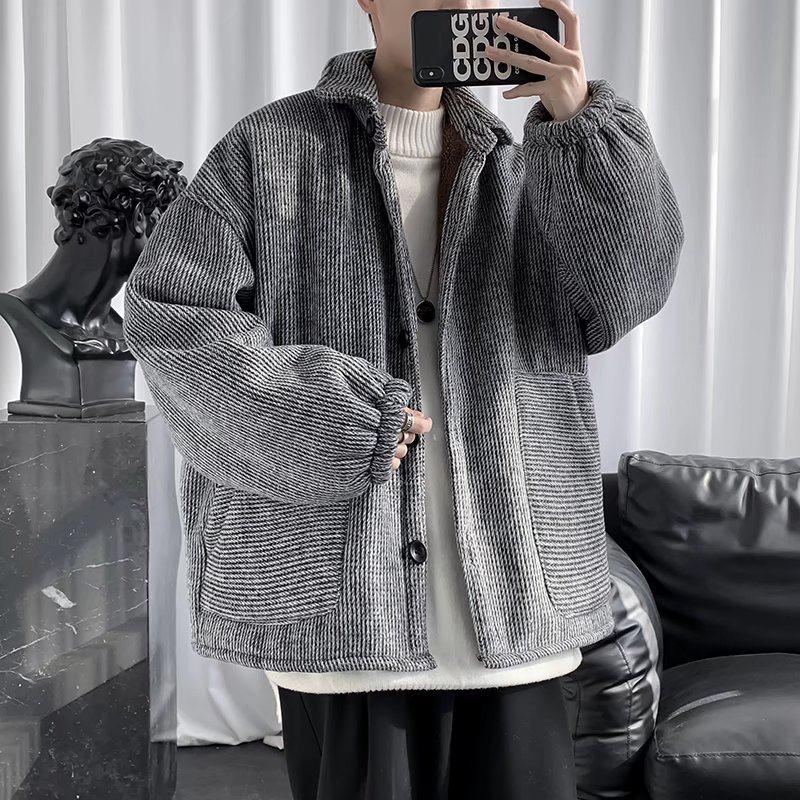 Autumn and winter thickened loose casual woolen coats men's tops Korean style trendy woolen coats