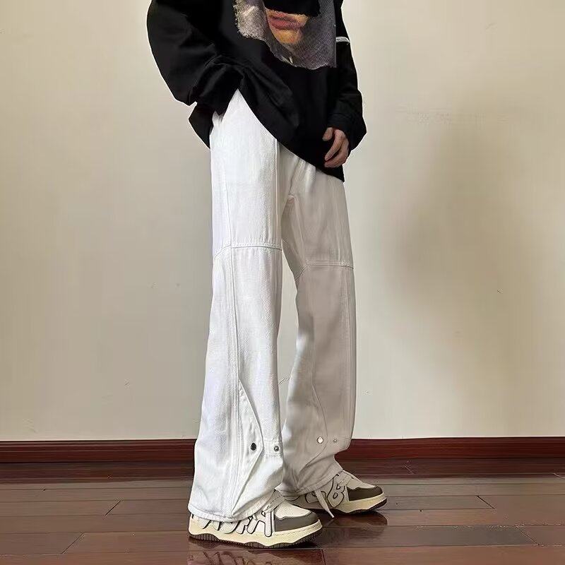 Spring and summer American retro high-quality jeans washed straight loose trendy casual trousers