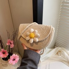 Small Fresh Woven Mobile Phone Bag Women's 2024 Summer New Straw Bag Western Style Versatile Vacation Shoulder Crossbody Beach Bag