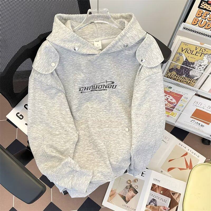 Autumn men's hooded sweatshirt letter print rivet jacket jacket