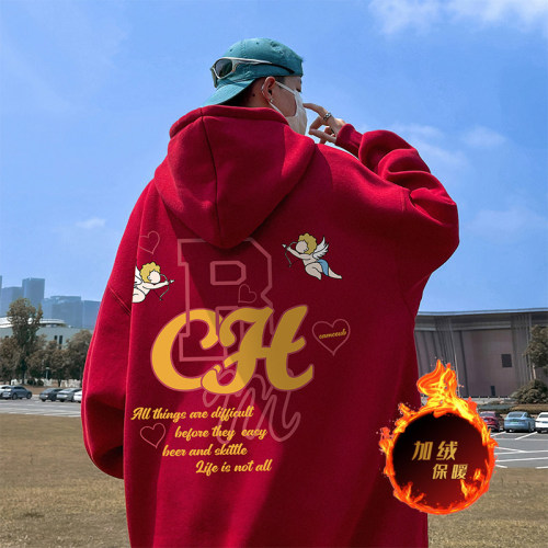 500g heavyweight autumn and winter American style velvet thickened sweatshirt jacket