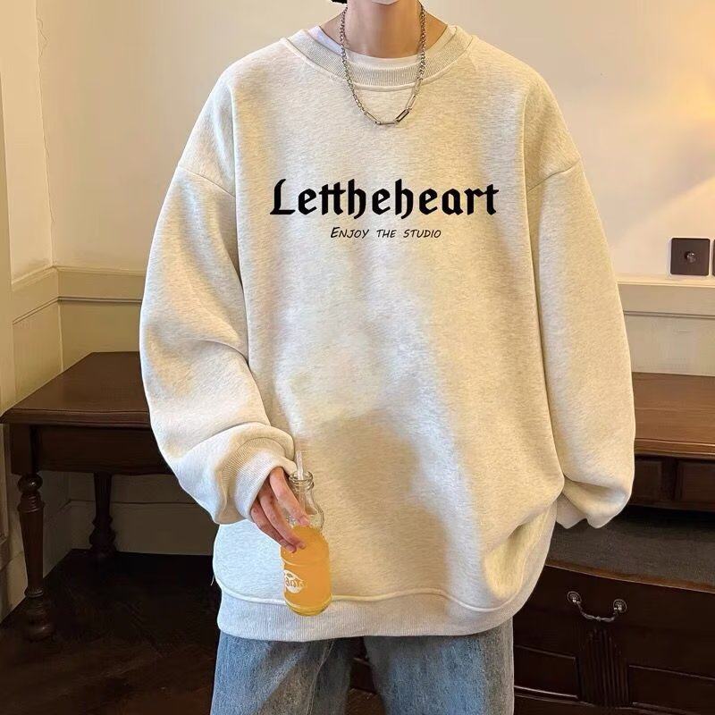 Sweatshirt men's new autumn and winter style trendy brand hoodless loose round neck trendy long-sleeved clothes