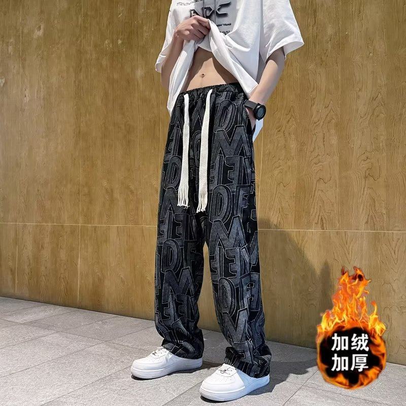 Boys' winter clothing plus velvet to keep warm Hong Kong trend men's casual corduroy all-match pants