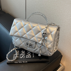 Diamond chain armpit bag women's bag 2024 new trendy high-end shoulder handbag texture crossbody small square bag