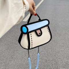 Niche design bag for women spring and summer new trendy canvas handbag cute two-dimensional chain bag crossbody bag