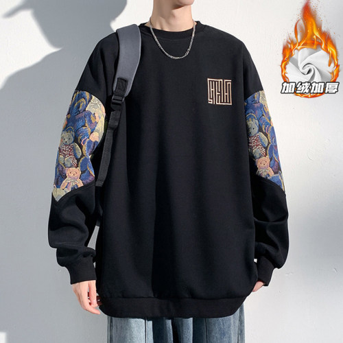 Plus velvet light and shadow wall large size true super velvet 180g sweatshirt