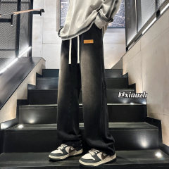 Fall heavy design label segmented casual denim trousers